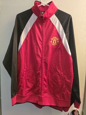 Manchester United Red Track Jacket with Black Sleeves